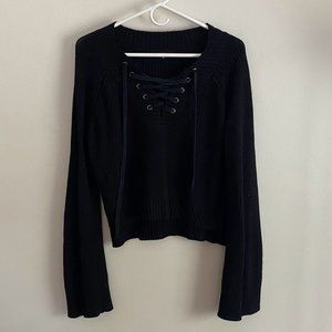 Olivaceous Black Cropped Long Sleeve Sweater Women's Medium